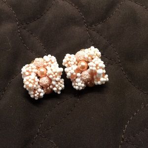 ✨Vintage Pink and White Pearl Clip Earrings
